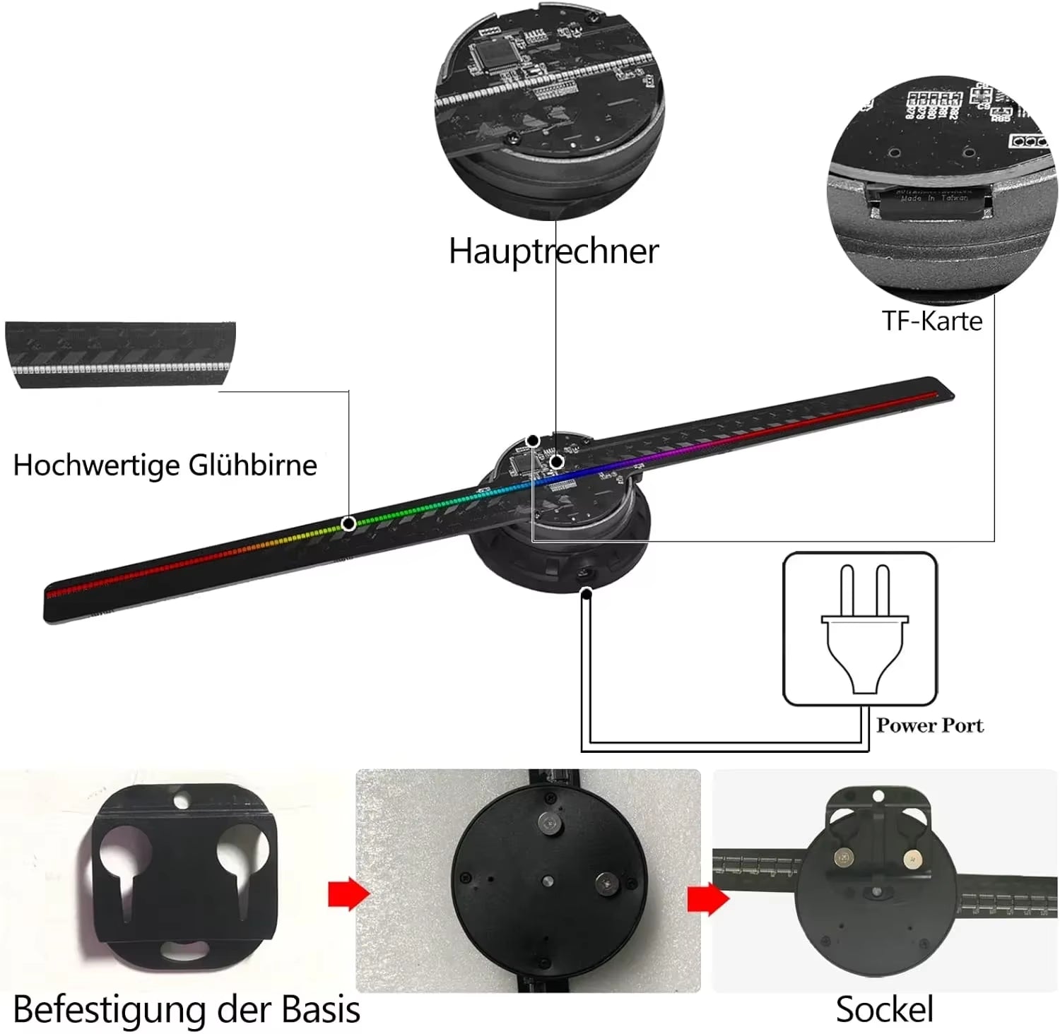 3D Hologram Fan 3D Holographic Projector Advertising Display Light HD Holographic Projector Stores Bars Party Xmas Halloween