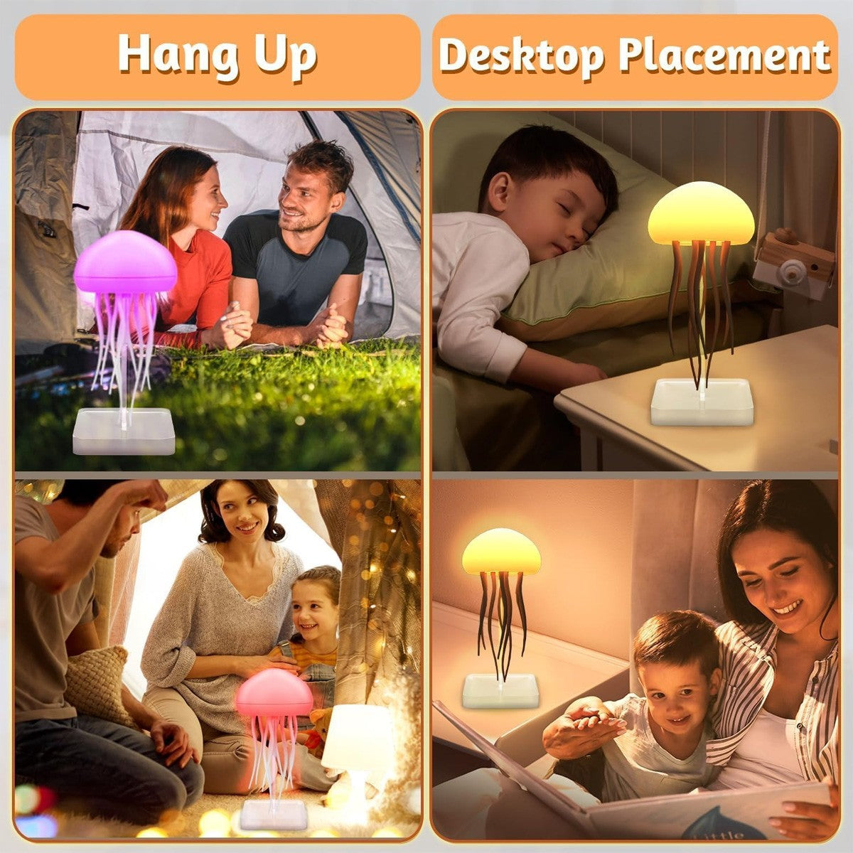 Jellyfish Chandelier Type-C Rechargeable Cute Jellyfish Bedside Lamp