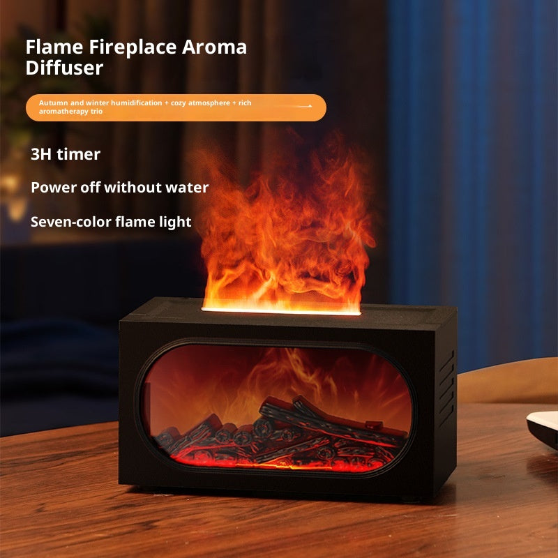 Fireplace Aroma Diffuser Desktop Colorful Simulation Flame Humidifier