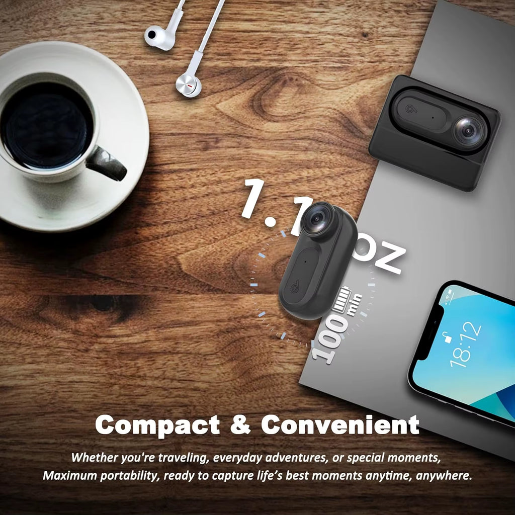 128GB 1080P Waterproof Portable Magnetic Thumb Camera Outdoor Cycling Dog Cat Running Video POV Camera