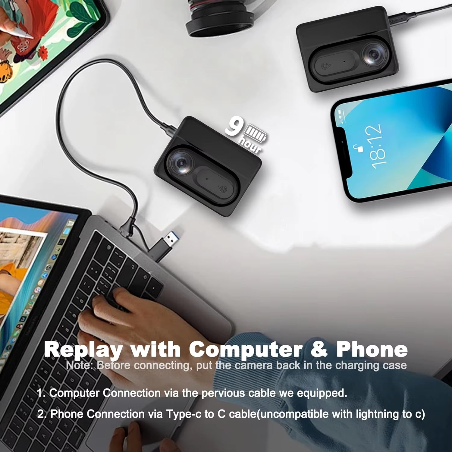 128GB 1080P Waterproof Portable Magnetic Thumb Camera Outdoor Cycling Dog Cat Running Video POV Camera