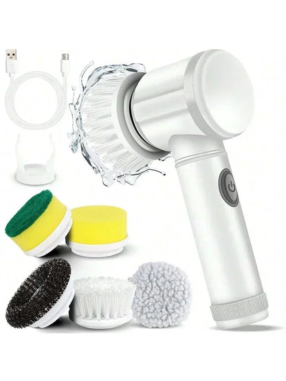 Electric Spin Scrubber Cordless Spin Scrubber with 5 Replaceable Brush Heads Electric Cleaning Brush Cleaning Tools