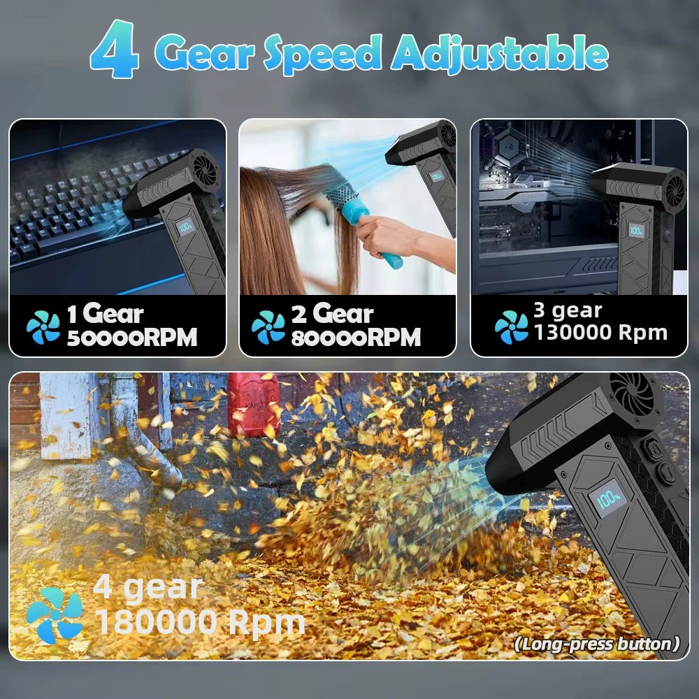 180000PRM Portable Electric Air Blower Turbo Jet Fan Brushless Motor Highspeed Mini Turbo Jet Fan Adjustable Wind Violent Blower